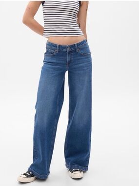 Gap Jeans Low Rise Stride Wide Leg Classic Boho Retro Y2K Dark Indigo NWT 26